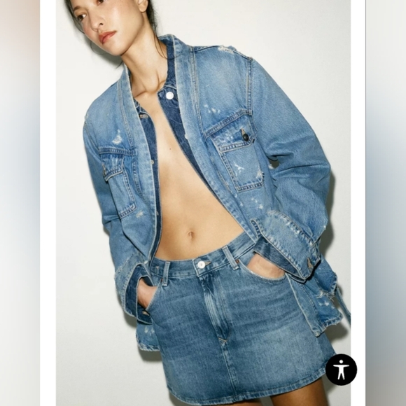 Zara Ripped TRF Denim Overshirt - Picture 4 of 7